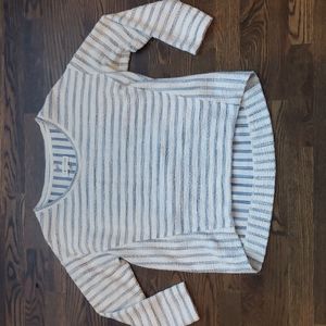 Lou & Grey for Loft Striped Terry Inside Out Top 3/4 Sleeves Small